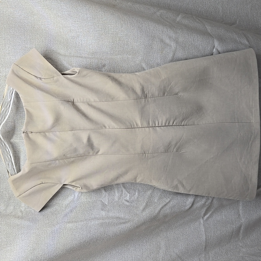 Zara, Mini Dress, Fitted, Cream, Taupe, XS, Fully Lined, Stretch, Polyester - Picture 12 of 16